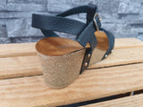Damen Sandalen Sandalette Kailabsatz Schwarz
