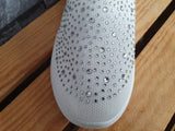 Damen Sneaker Schuhe Freizeitschuhe Stoff Glitzer Weiß & Grau