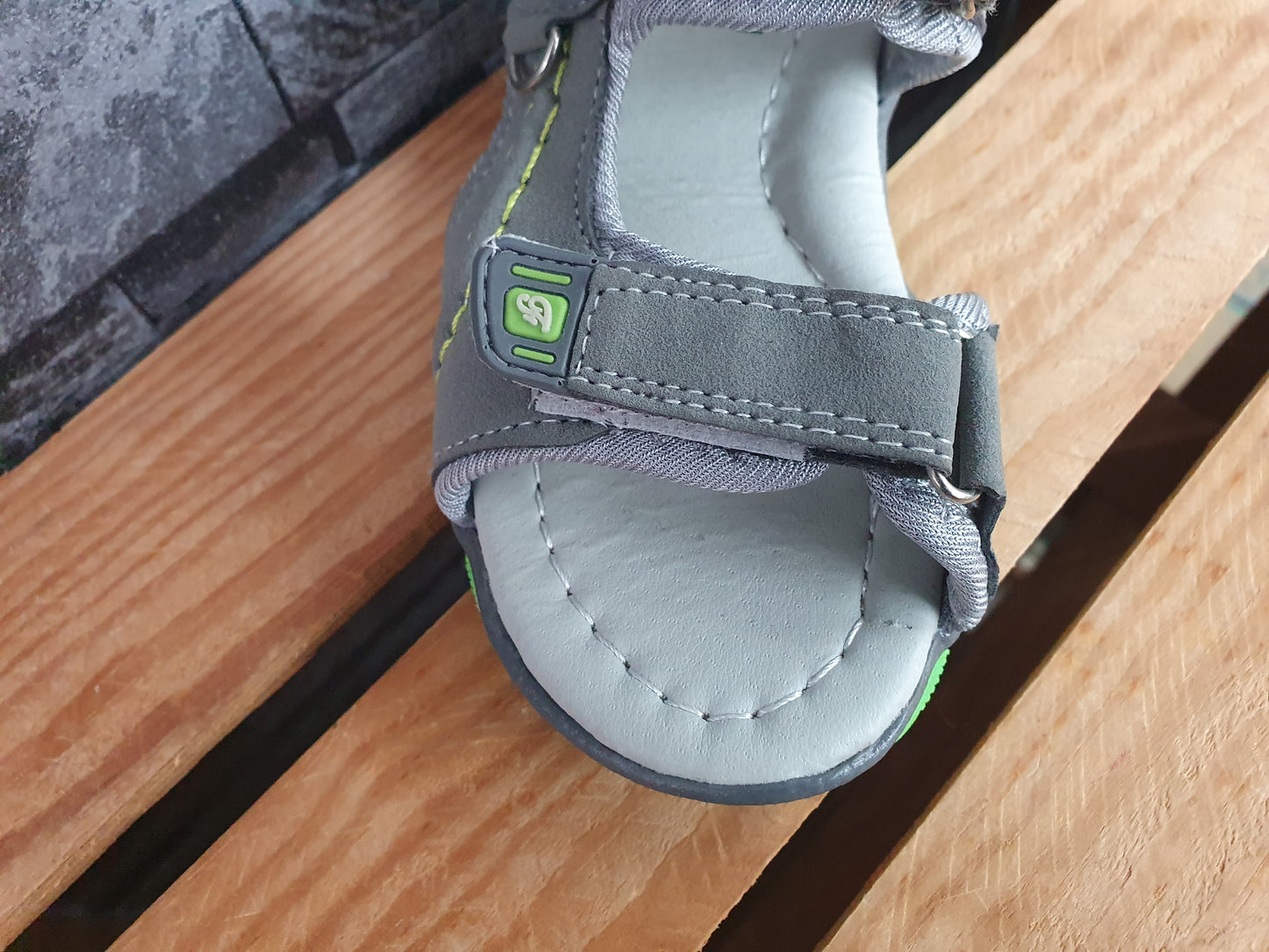 Kinder Sandalen Sandalette Schuhe Sommer 2 x Klett Beige &  Grün & Braun