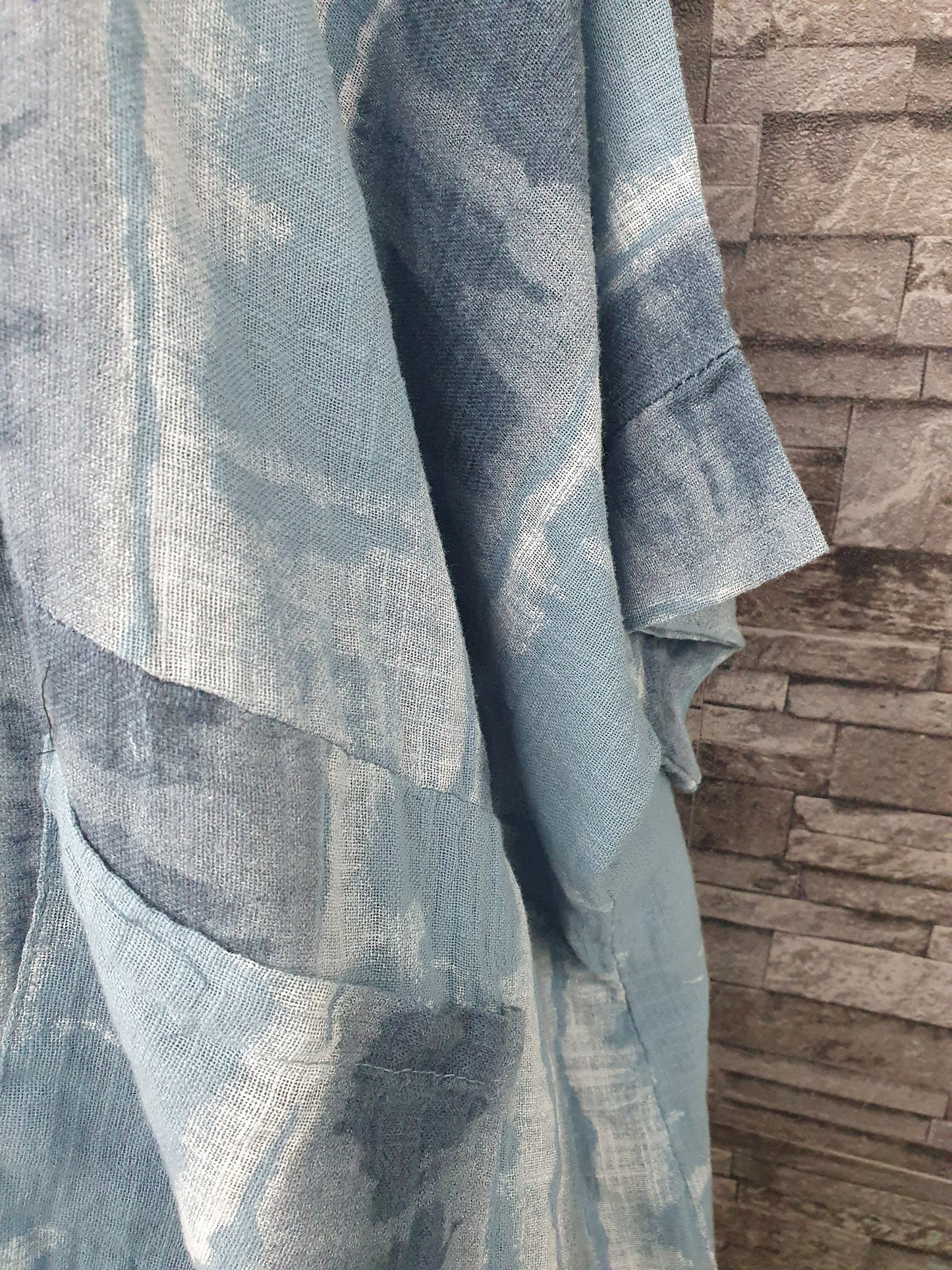 Made In Italy Tunika  Strandtunika Shirt Blau Einheitsgröße Größe 46-52