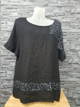 Made In Italy Bluse Shirt Schwarz  Pailletten Einheitsgröße Größe  42-46