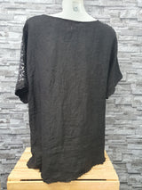 Made In Italy Bluse Shirt Schwarz  Pailletten Einheitsgröße Größe  42-46