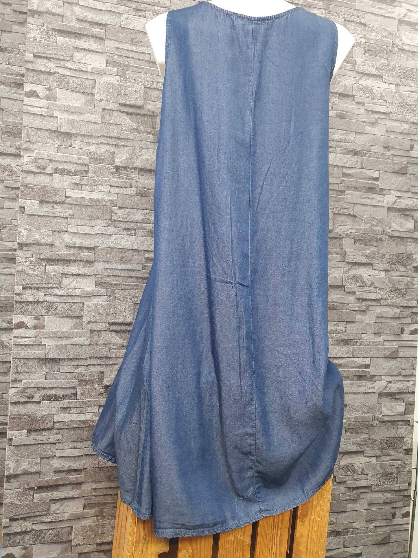 Made In Italy Damen Kleid Strandkleid Blau Pailletten Einheitsgröße