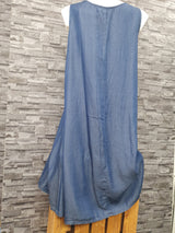 Made In Italy Damen Kleid Strandkleid Blau Pailletten Einheitsgröße