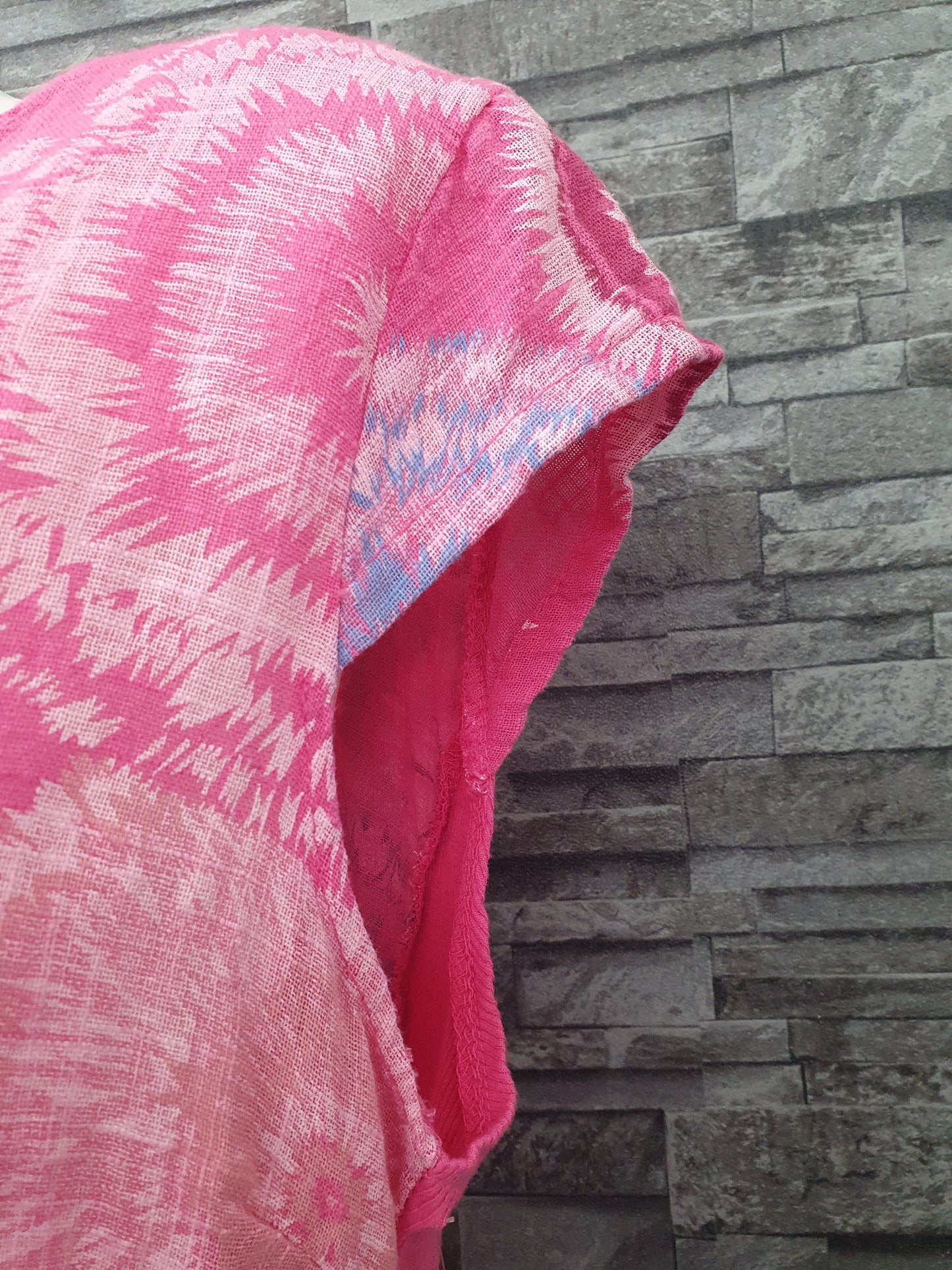 Made In Italy Damen Kleid Strandkleid Sommerkleid Pink & Blau Einheitsgröße