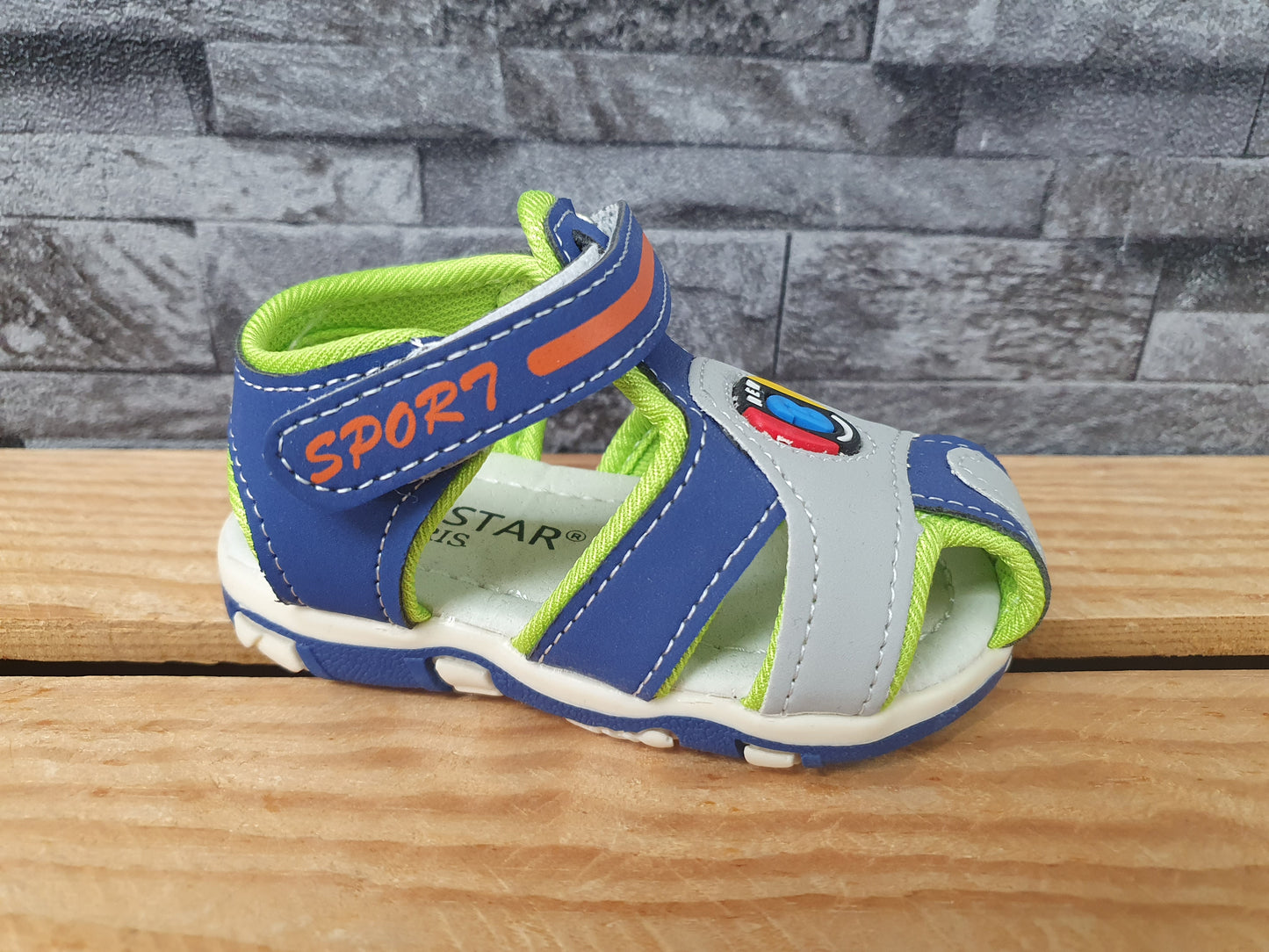 Baby Sandalen Sandalette  1x Klett  Sommerschuhe  Strandsandalen  Schwarz  &  Blau  &  Grün