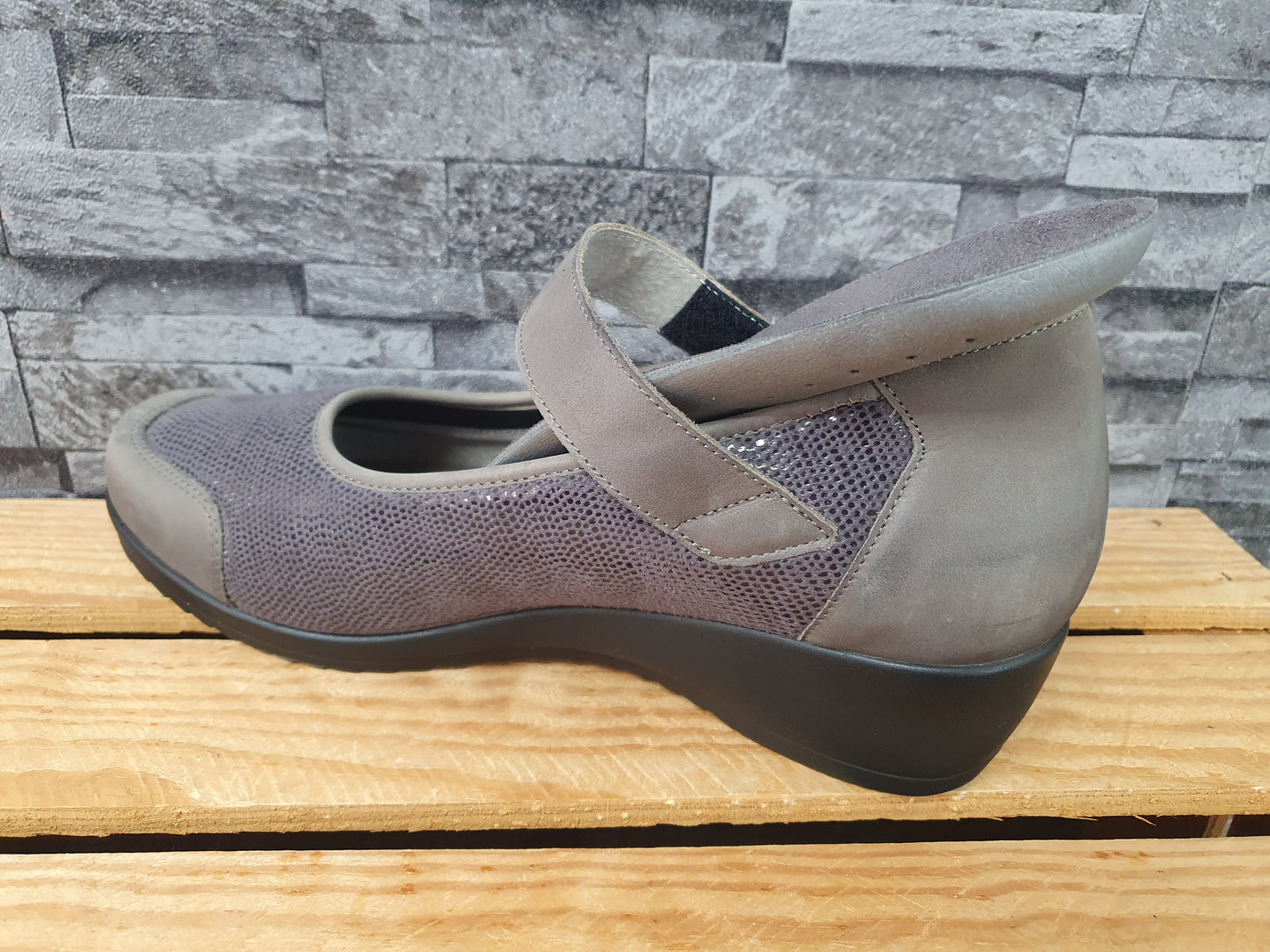 Axel Active Gesundheitsschuhe  Kailabsatz  Strech Leder  Grau Weite H  Gr.41