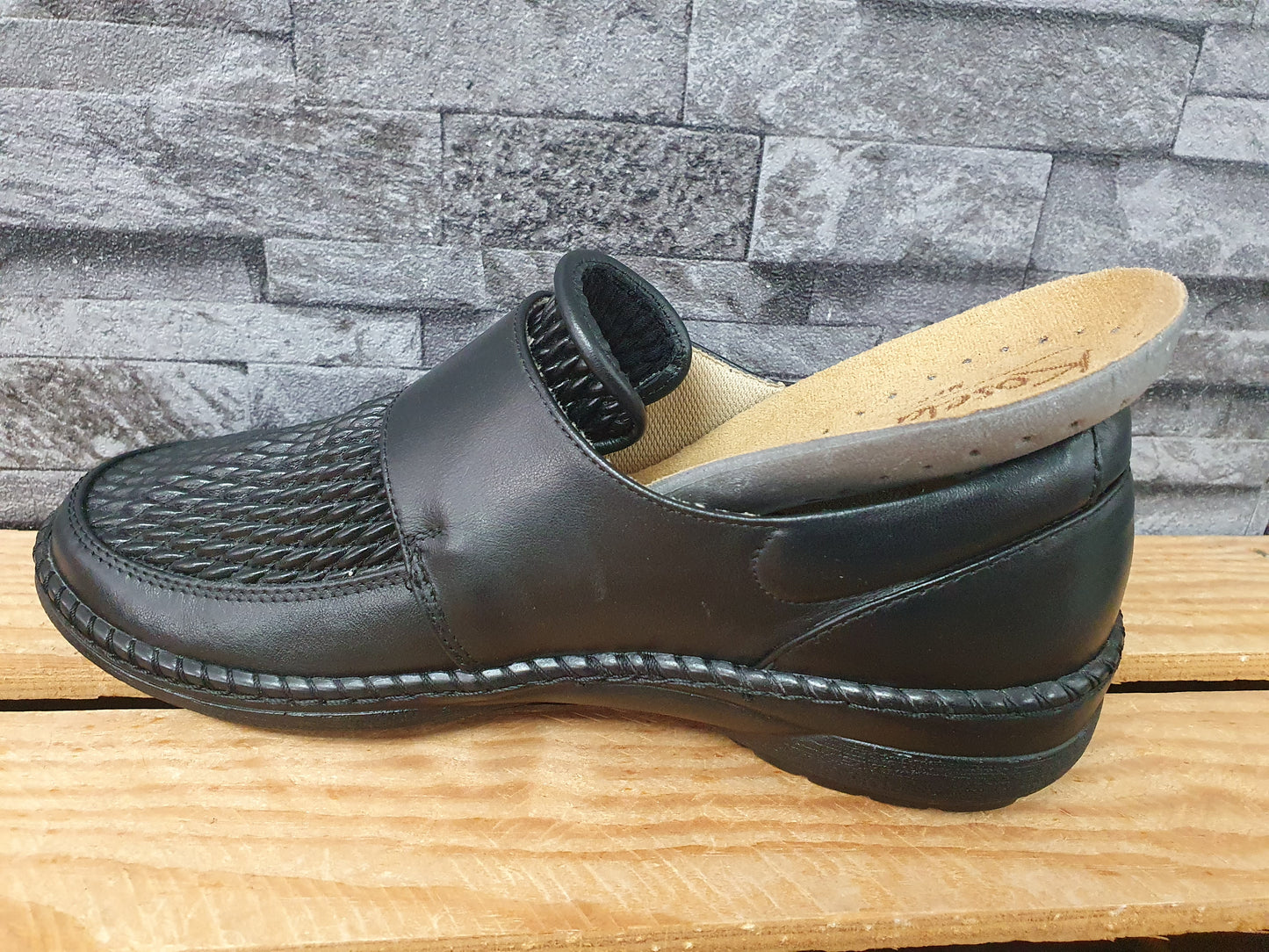 Damen Halbschuhe Kosela Medic Hallux  Gesundheitsschuhe Leder Strech Klett Schwarz Weite H