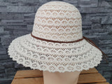 Damen Sonnenhut Sommer Hut Beige & Blau