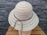 Damen Sonnenhut Sommer Hut Beige & Blau