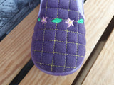 Scandi Kinder Hausschuhe Stoff Blumen Lila  Gr. 31 , 33, 34