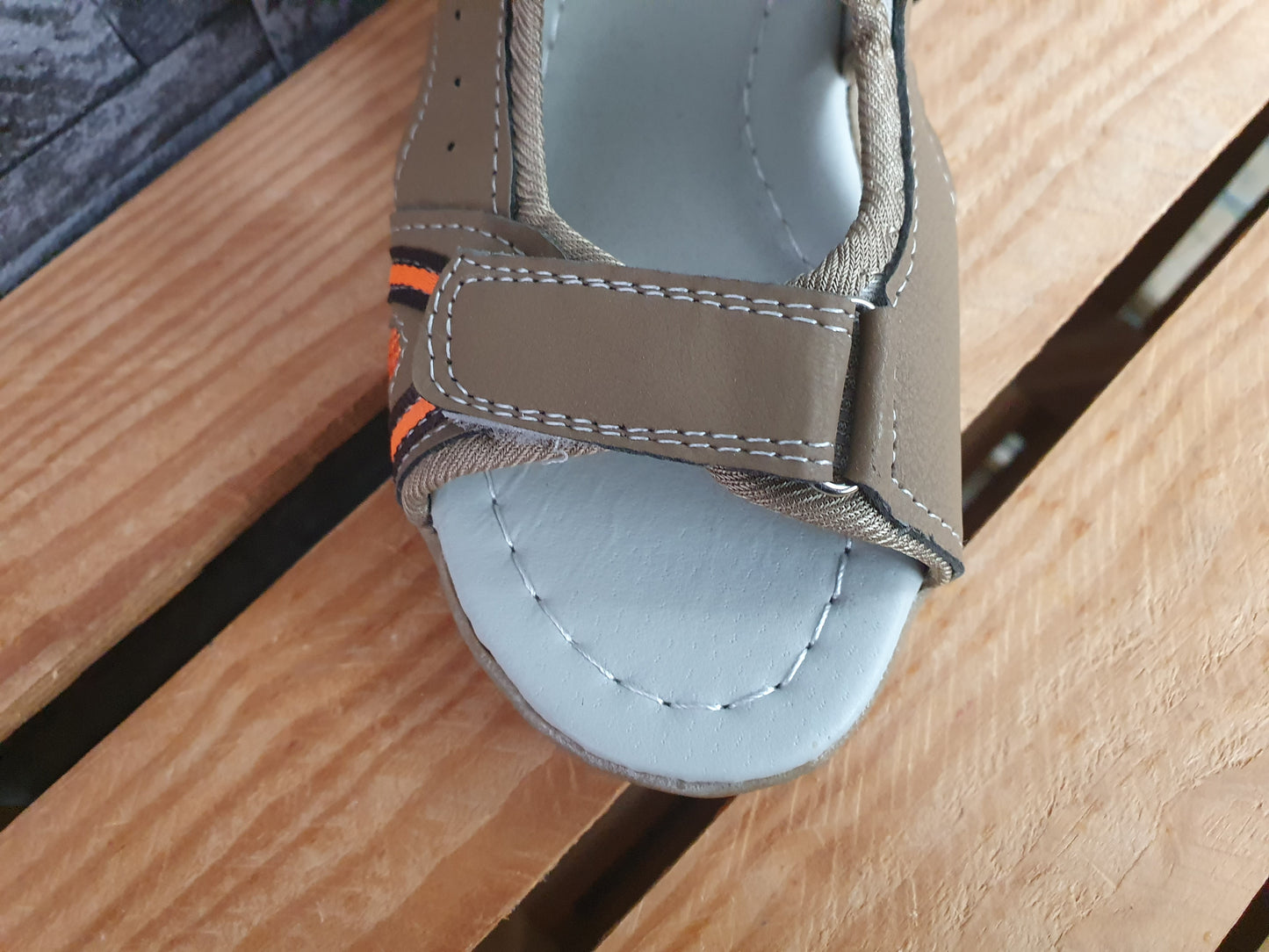 Kinder Sandalen Sandalette Schuhe Sommer 2 x Klett Beige &  Grün & Braun