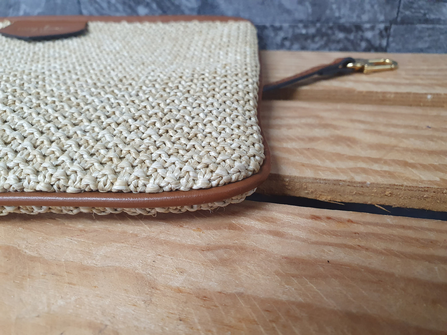 Original Louis Vuitton Saint Jacques Raffia Schultertasche Beige Braun