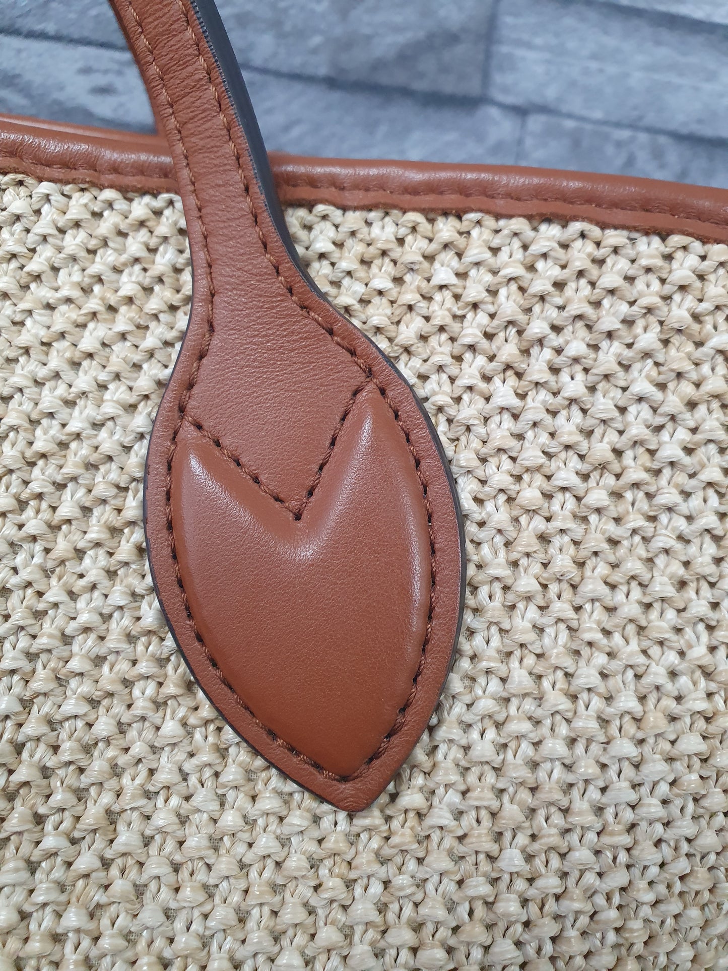 Original Louis Vuitton Saint Jacques Raffia Schultertasche Beige Braun