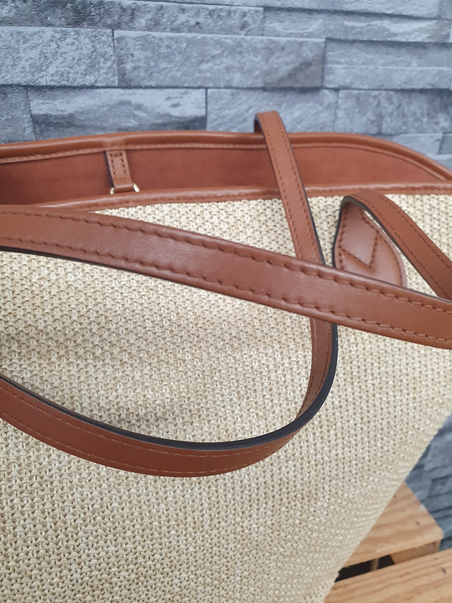 Original Louis Vuitton Saint Jacques Raffia Schultertasche Beige Braun