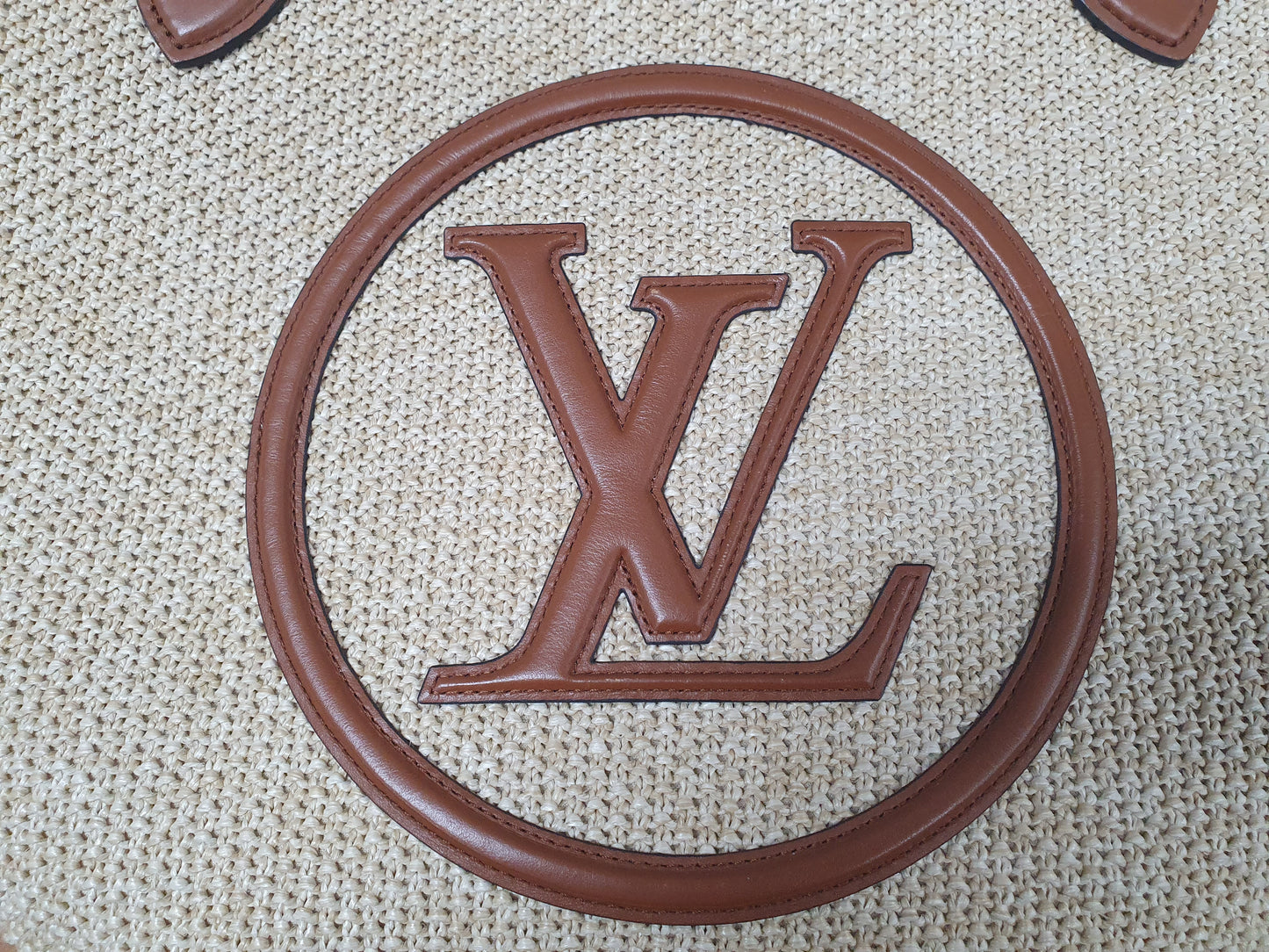 Original Louis Vuitton Saint Jacques Raffia Schultertasche Beige Braun