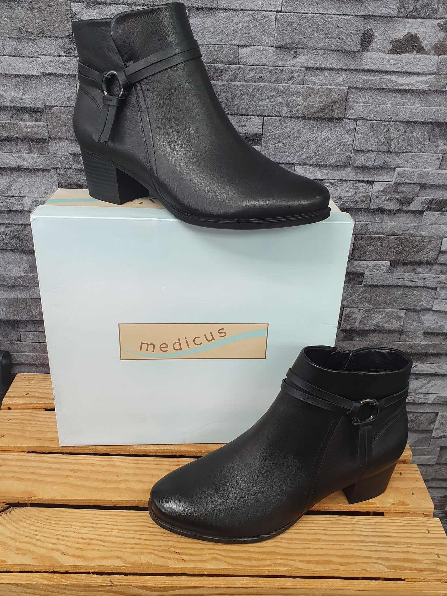 NEU! Mediscus Stifelette Leder Weite G Schuhe Schwarz  Gr.40