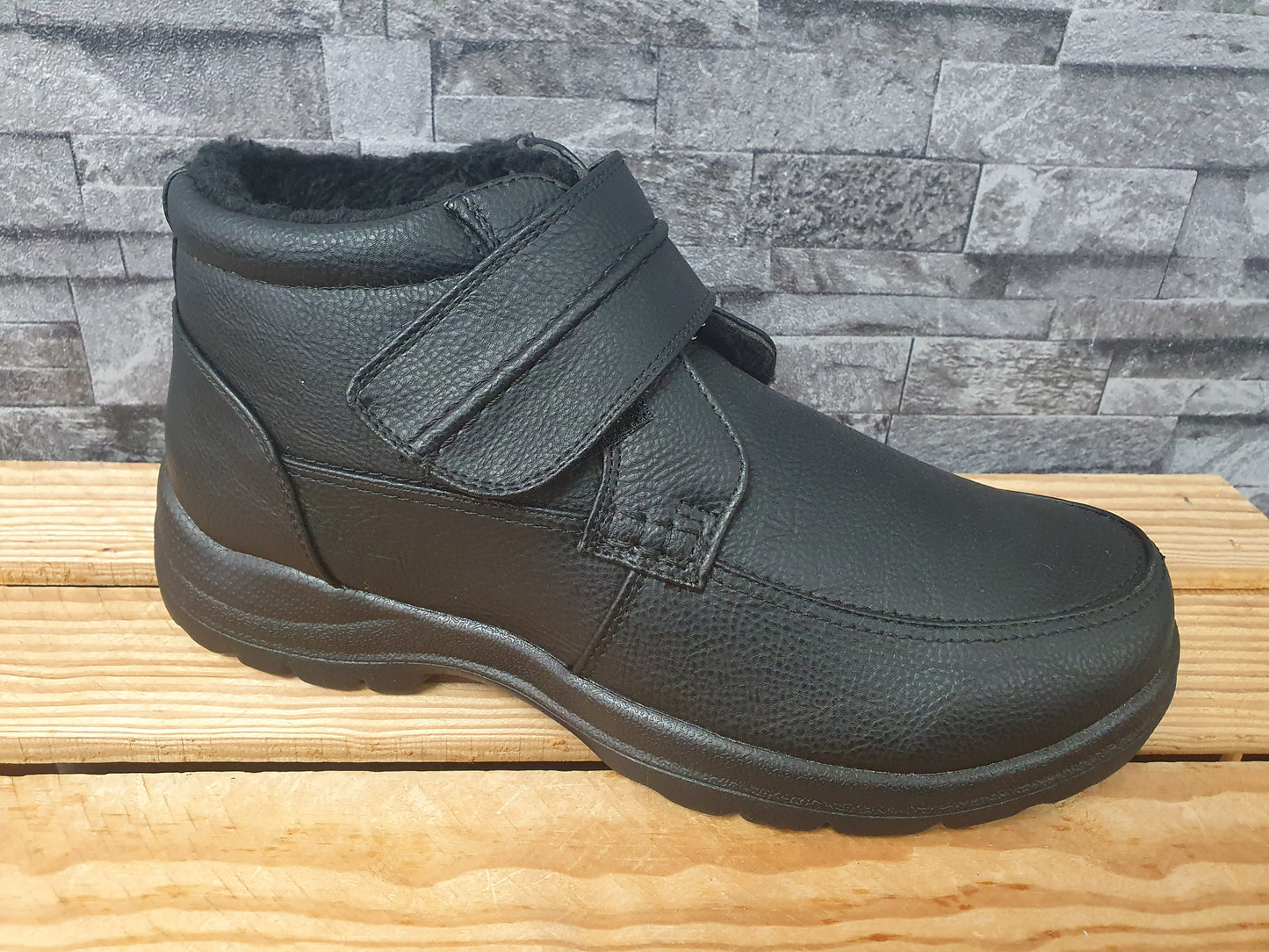 Magnus Herren Stifeletten Schwarz 1 x Klett Winterboots Gefüttert Größe 41-45