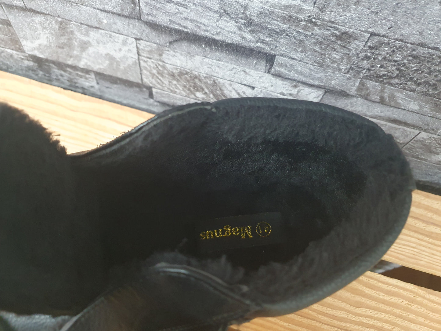 Magnus Herren Stifeletten Schwarz 1 x Klett Winterboots Gefüttert Größe 41-45