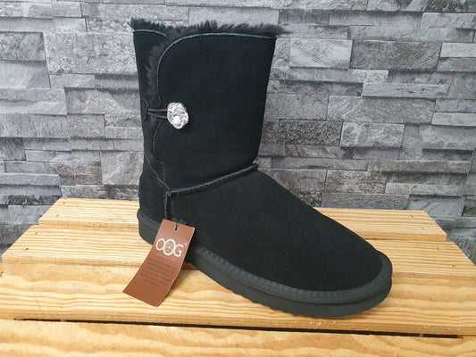 NEU! Original OOG Boots Bling Schwarz  Teddyfell  Wildleder Gr.39