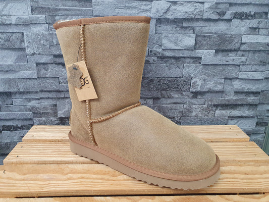 NEU! Original OOG Boots Short Antik Camel Braun Wildleder Plüsch Winterboots