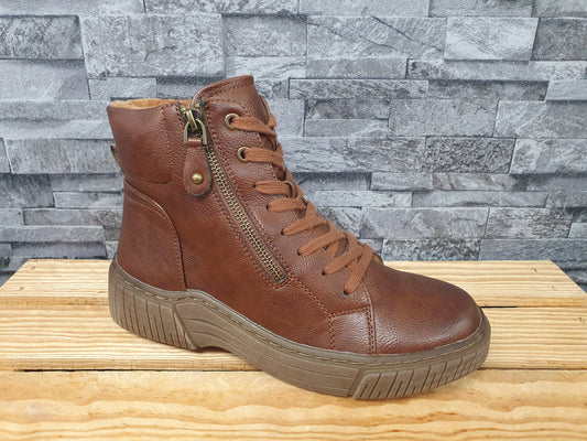 Damen-Winterboots gefüttert, Braun & Schwarz, Plateauabsatz