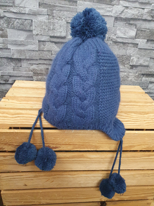 Damen Winter Herbst Mütze Blau Angora Warm