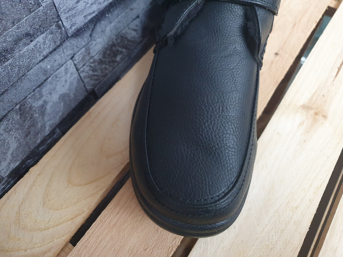 Magnus Herren Stiefelette Boots Schwarz Winter Gefütert 1 x Klett