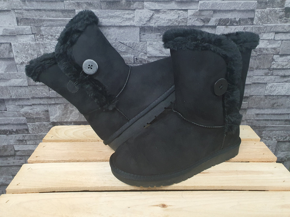Damen Boots Schwarz Gefüttert Warm Winter