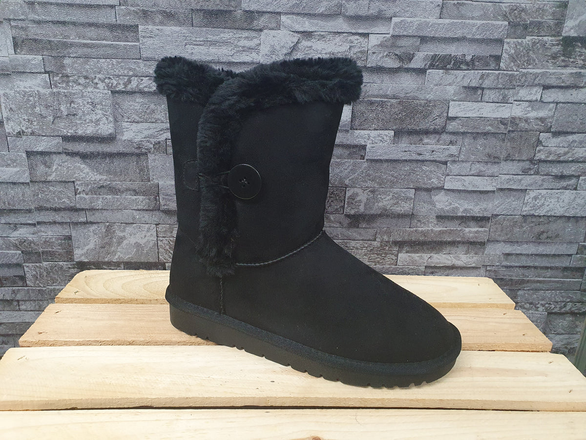 Damen Boots Schwarz Gefüttert Warm Winter