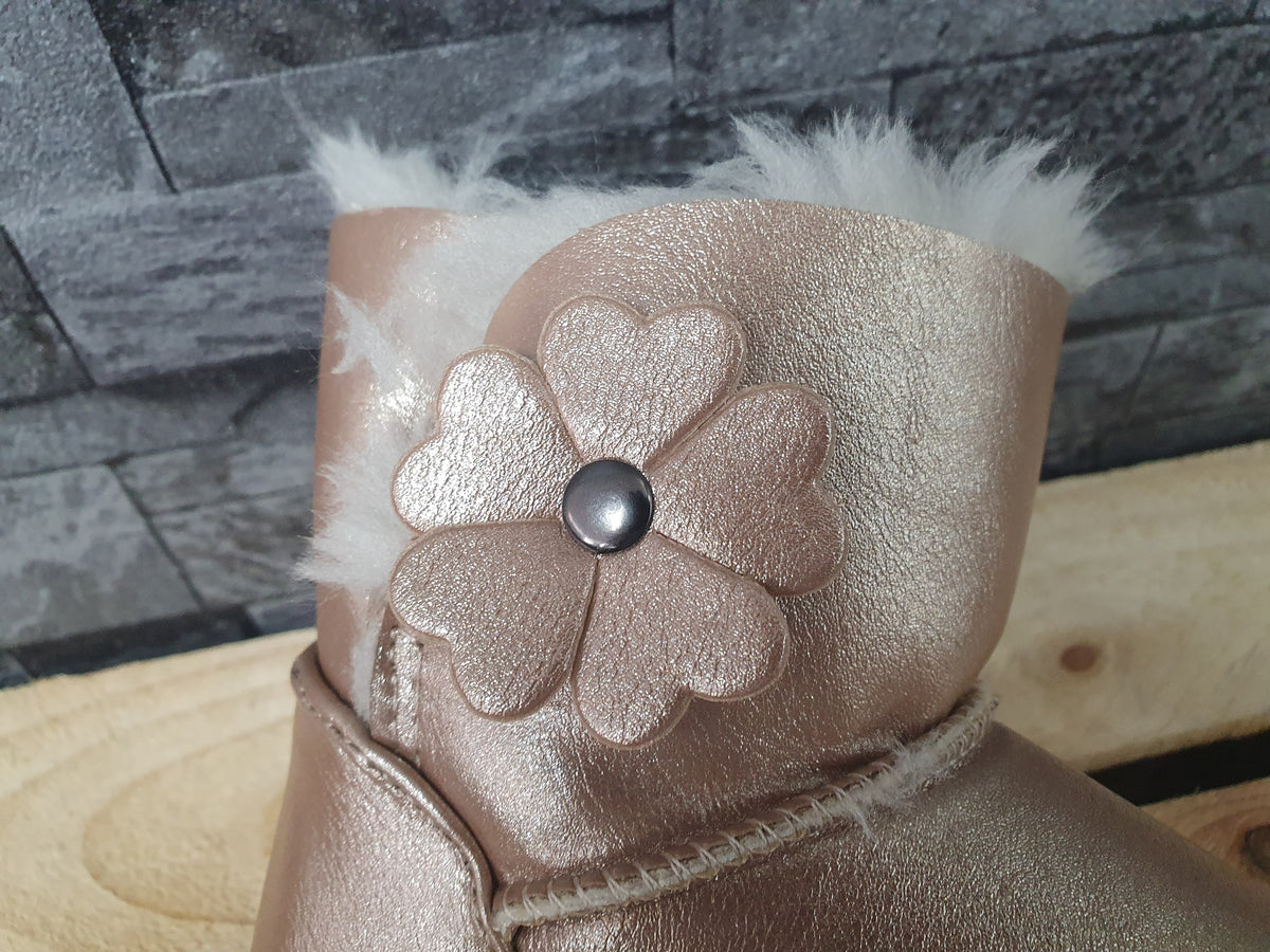 Baby Boots Mini Gefütert Winter Champagne Gold Kunstfell